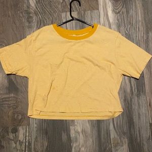yellow stripped crop top